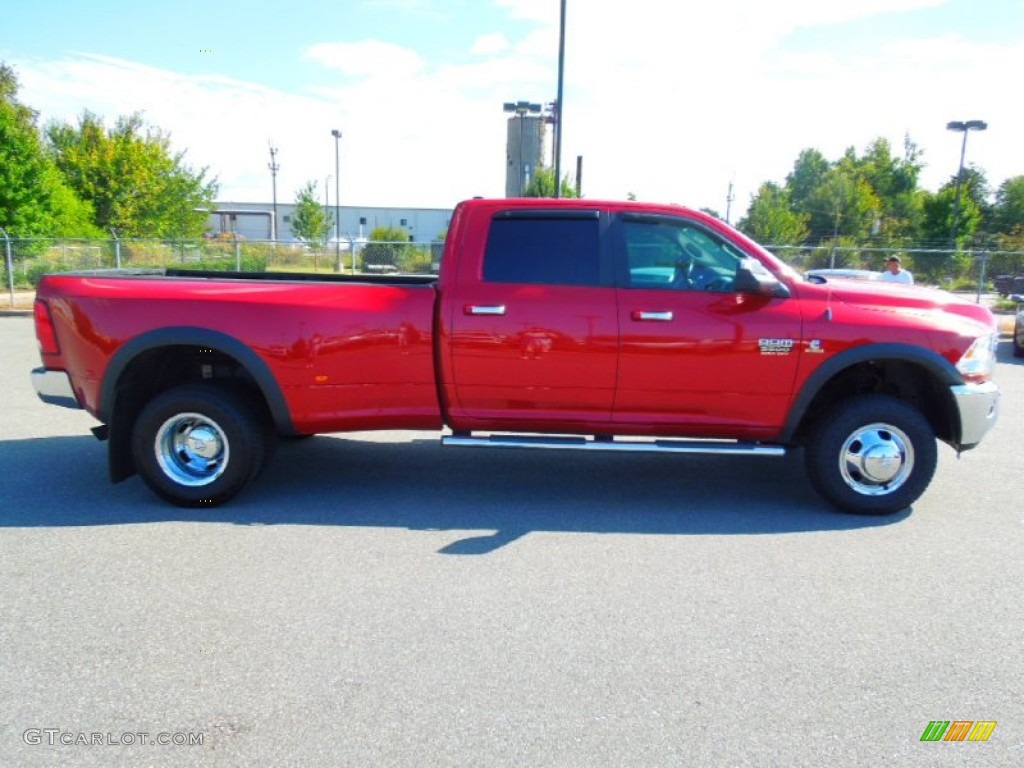 2010 Ram 3500 SLT Crew Cab 4x4 Dually - Inferno Red Crystal Pearl / Dark Slate/Medium Graystone photo #3