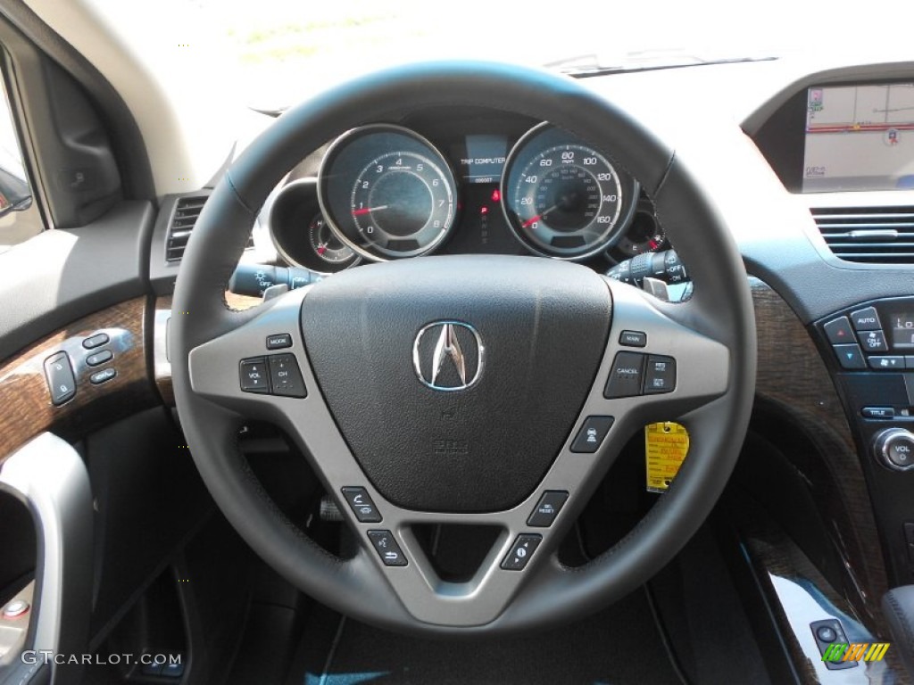 2013 Acura MDX SH-AWD Advance Ebony Steering Wheel Photo #70991170