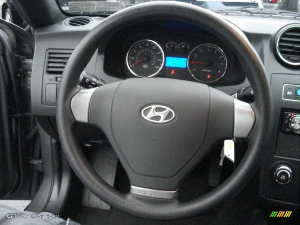 2007 Hyundai Tiburon GS Black Steering Wheel Photo #70994485