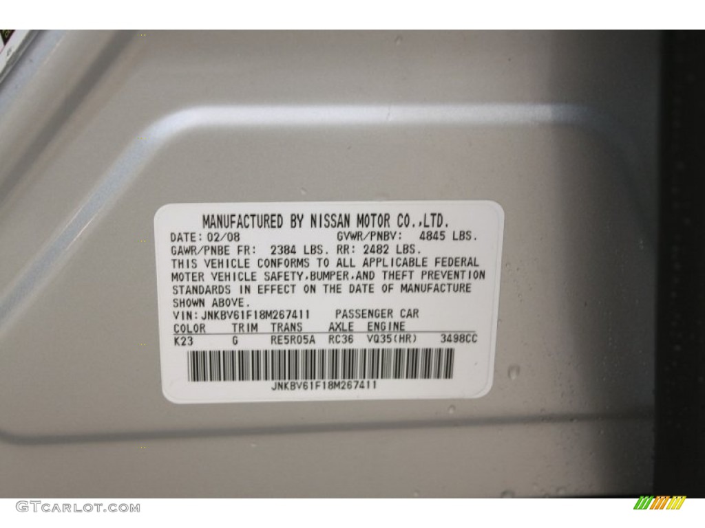 2011 EX Color Code K23 for Liquid Platinum Photo #70994869