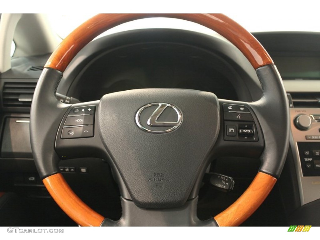 2010 Lexus RX 350 AWD Black/Brown Walnut Steering Wheel Photo #70995685