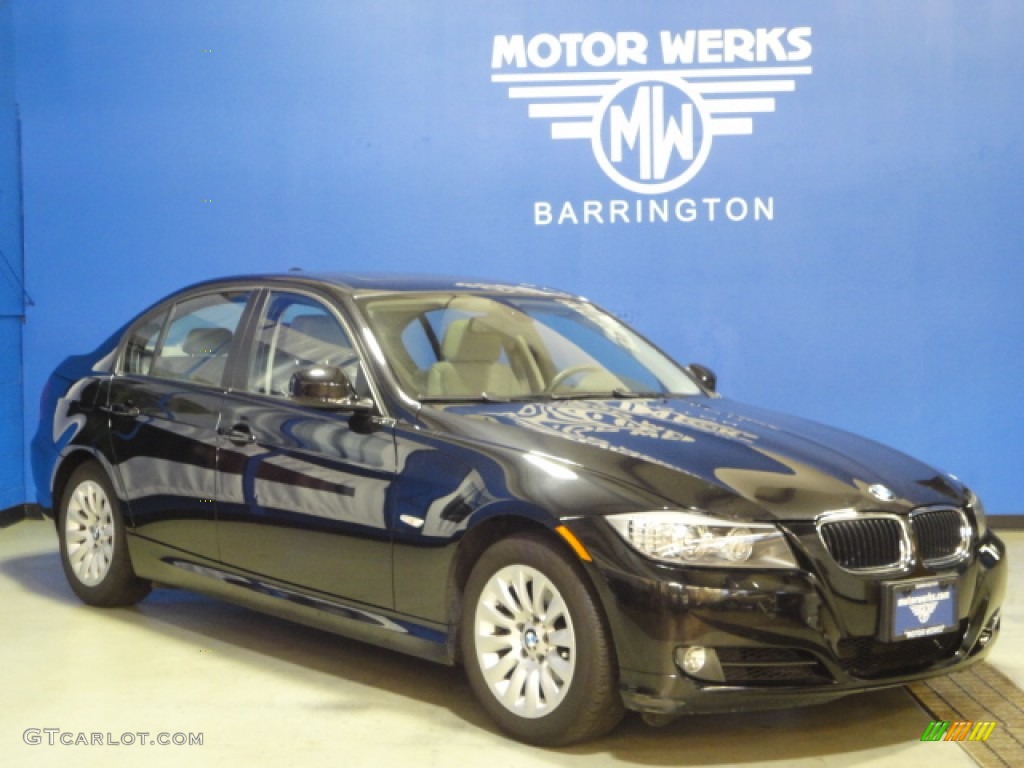 2009 3 Series 328i Sedan - Black Sapphire Metallic / Grey photo #1