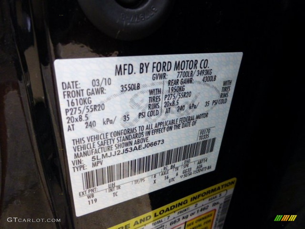 2010 Navigator Color Code UH for Tuxedo Black Metallic Photo #71002723
