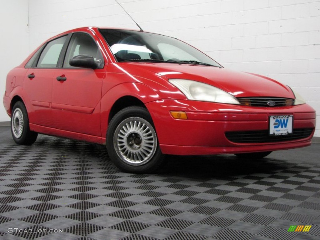 2000 Focus LX Sedan - Sangria Red Metallic / Dark Charcoal photo #1