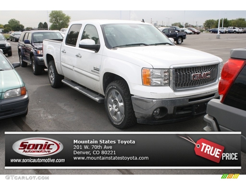 2010 Sierra 1500 SLE Crew Cab - Summit White / Dark Titanium/Light Titanium photo #1