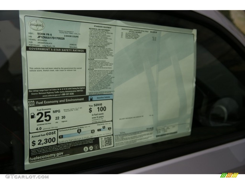 2013 Scion FR-S Sport Coupe Window Sticker Photo #71005645
