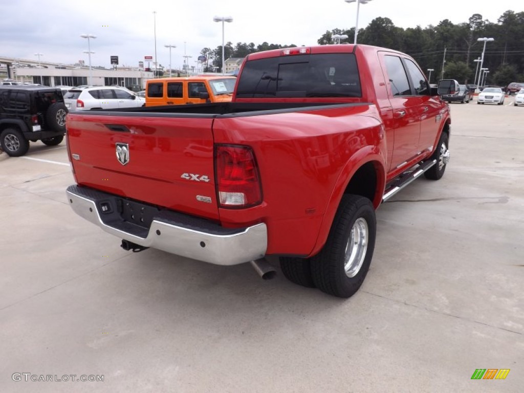 2012 Ram 3500 HD Laramie Mega Cab 4x4 - Flame Red / Dark Slate photo #5