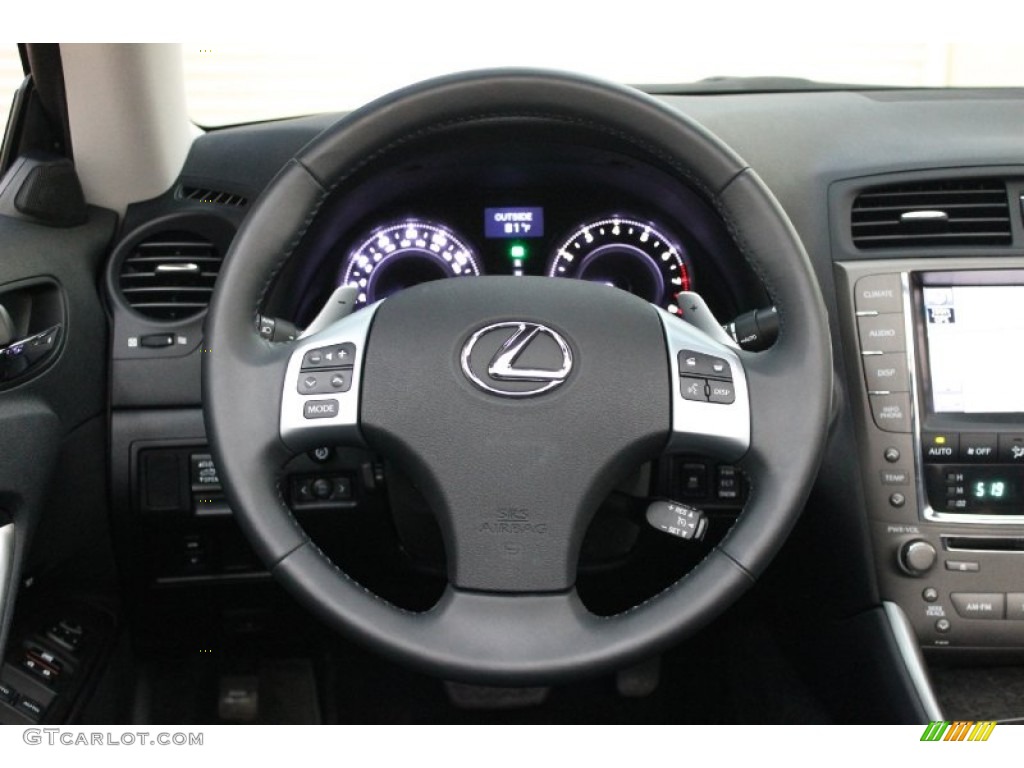 2011 Lexus IS 350C Convertible Black Steering Wheel Photo #71019908