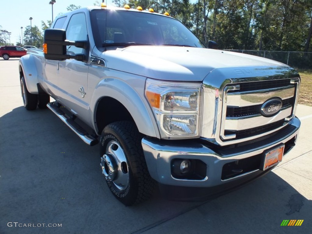 2012 F350 Super Duty Lariat Crew Cab 4x4 Dually - Ingot Silver Metallic / Black photo #1