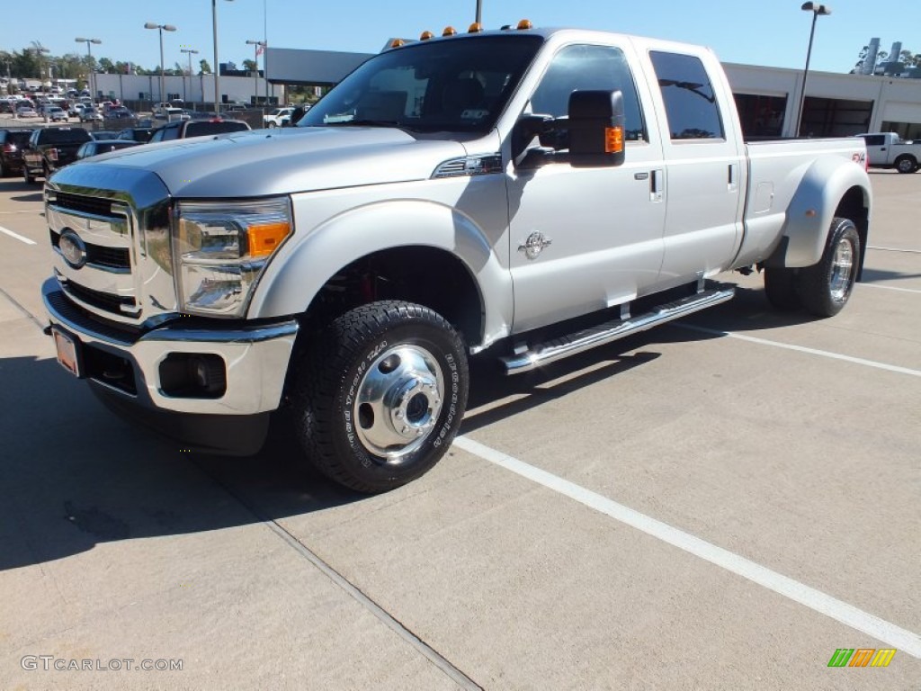 2012 F350 Super Duty Lariat Crew Cab 4x4 Dually - Ingot Silver Metallic / Black photo #10