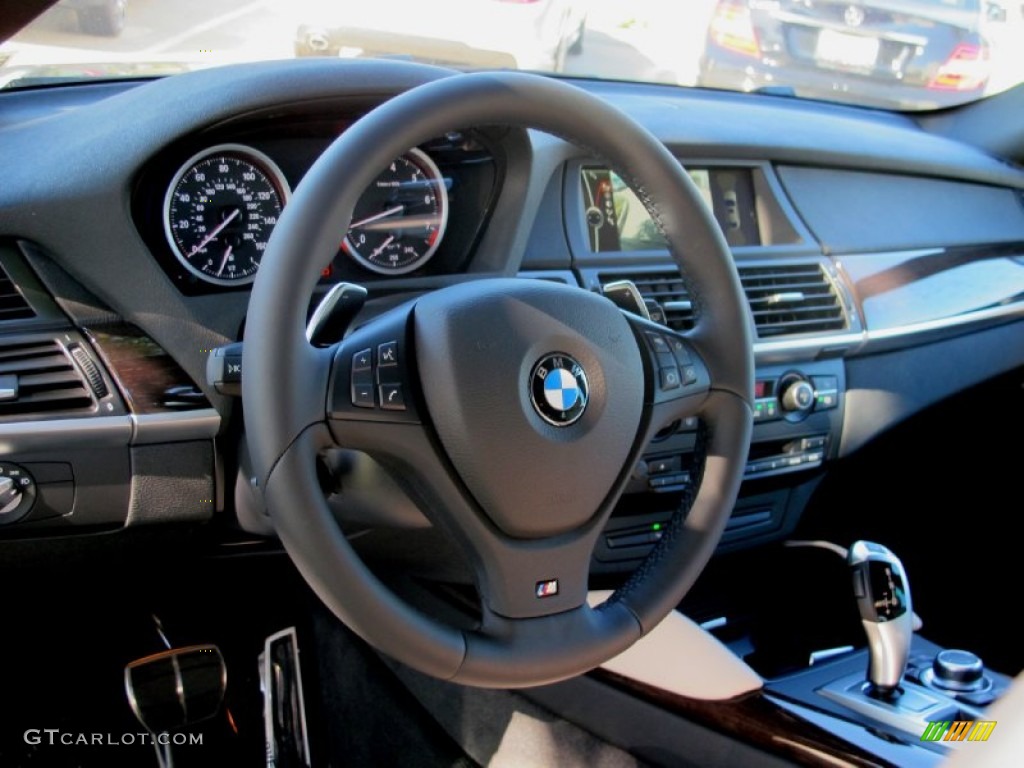 2013 BMW X6 xDrive35i Oyster Steering Wheel Photo #71022317