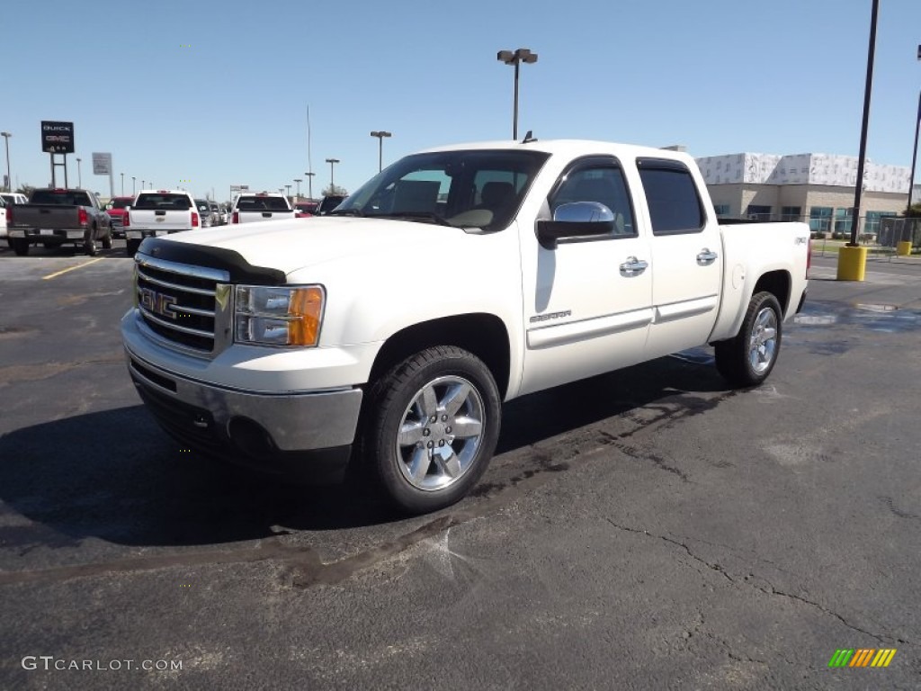 2013 Sierra 1500 SLT Crew Cab 4x4 - White Diamond Tricoat / Very Dark Cashmere/Light Cashmere photo #1