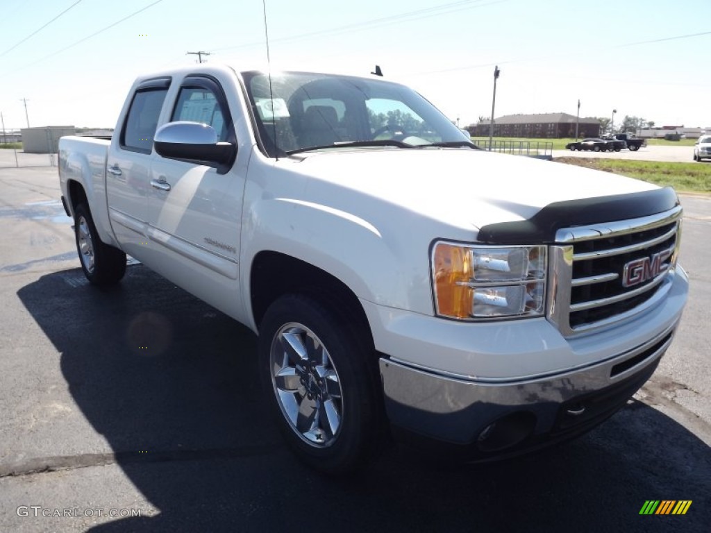 2013 Sierra 1500 SLT Crew Cab 4x4 - White Diamond Tricoat / Very Dark Cashmere/Light Cashmere photo #3