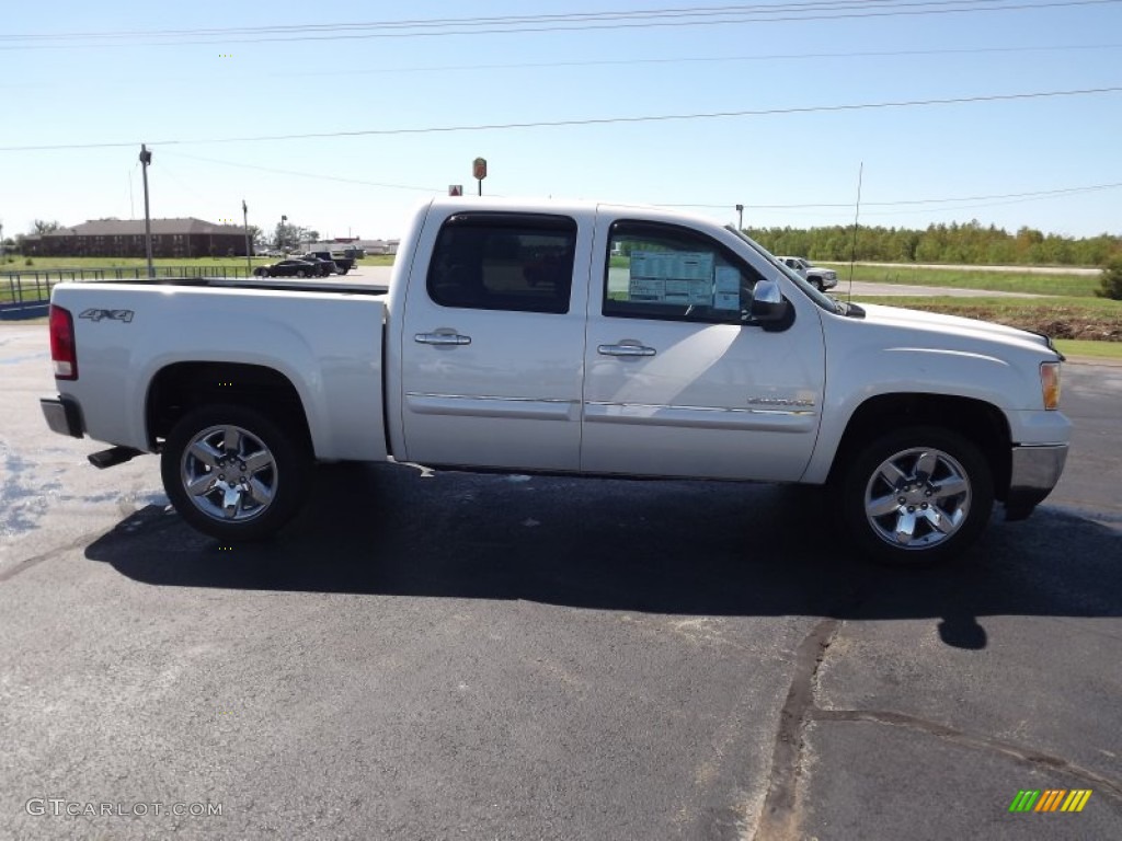 2013 Sierra 1500 SLT Crew Cab 4x4 - White Diamond Tricoat / Very Dark Cashmere/Light Cashmere photo #4