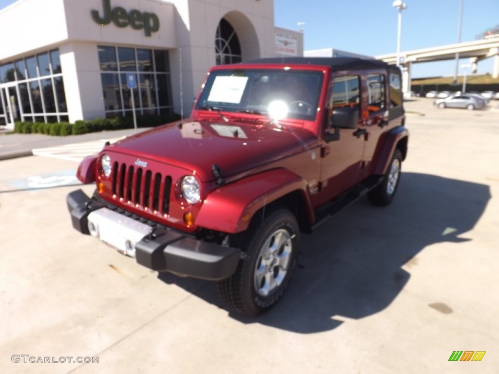 2013 Wrangler Unlimited Sahara 4x4 - Deep Cherry Red Crystal Pearl / Black photo #1