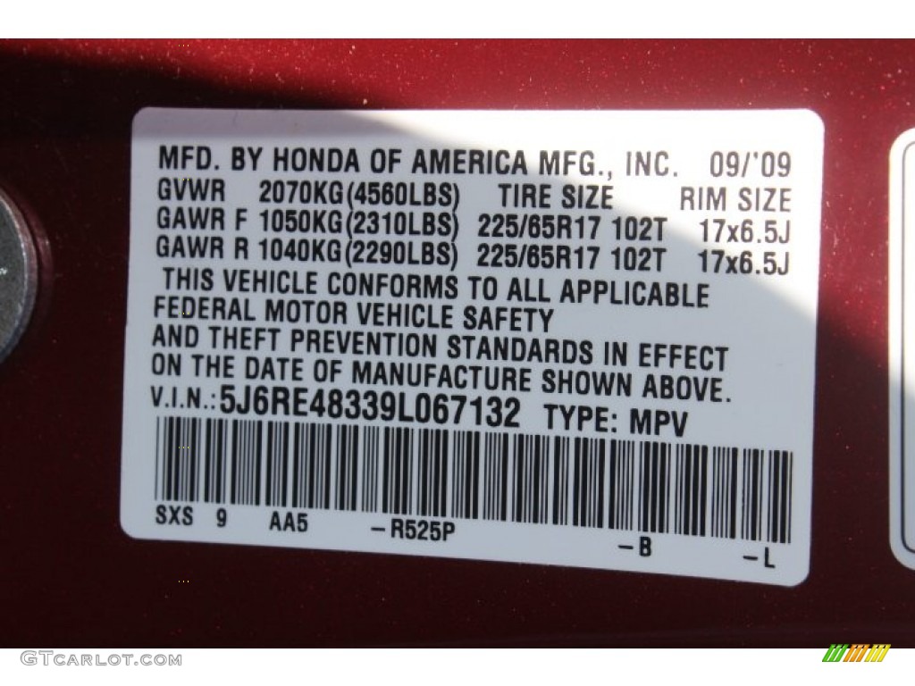 2009 CR-V LX 4WD - Tango Red Pearl / Gray photo #28