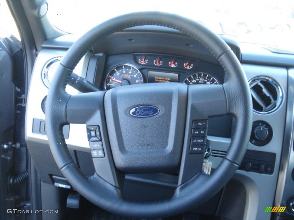 2013 Ford F150 FX4 SuperCrew 4x4 Black Steering Wheel Photo #71037080