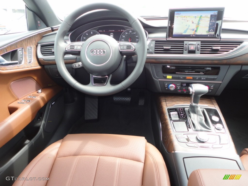 2013 Audi A7 3.0T quattro Prestige Nougat Brown Dashboard Photo #71039912