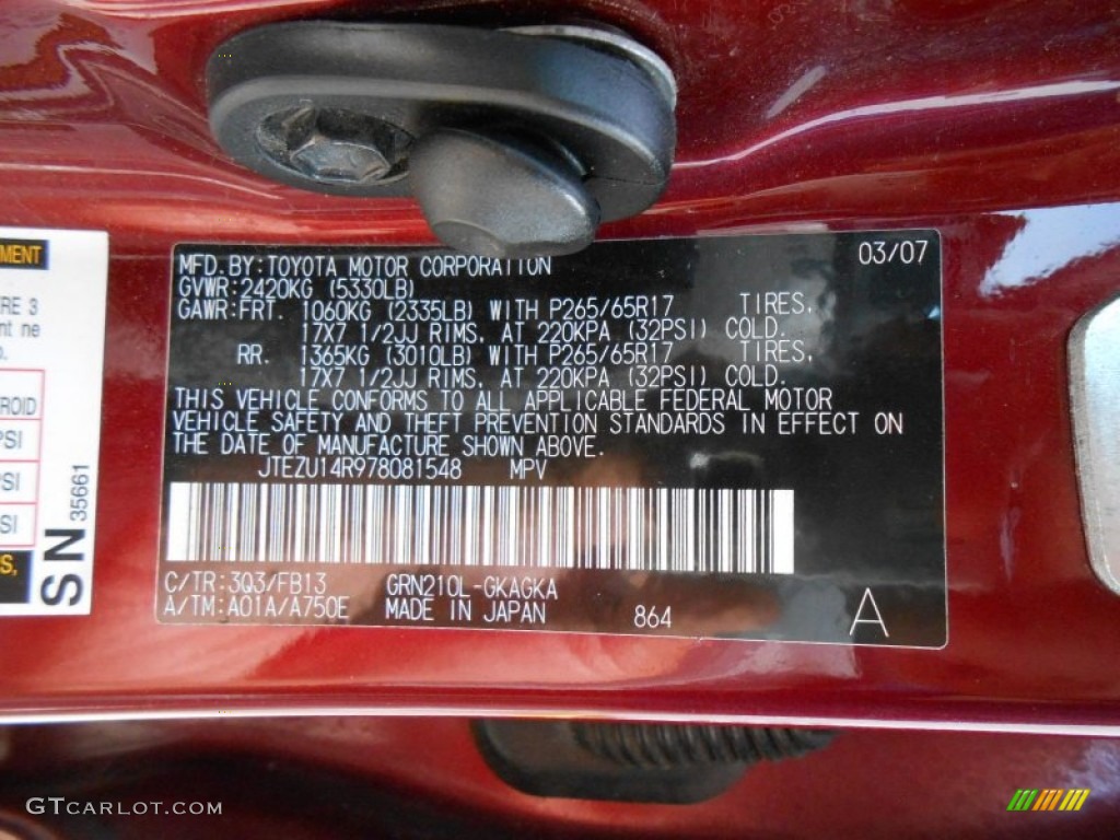 2007 4Runner Color Code 3Q3 for Salsa Red Pearl Photo #71043617