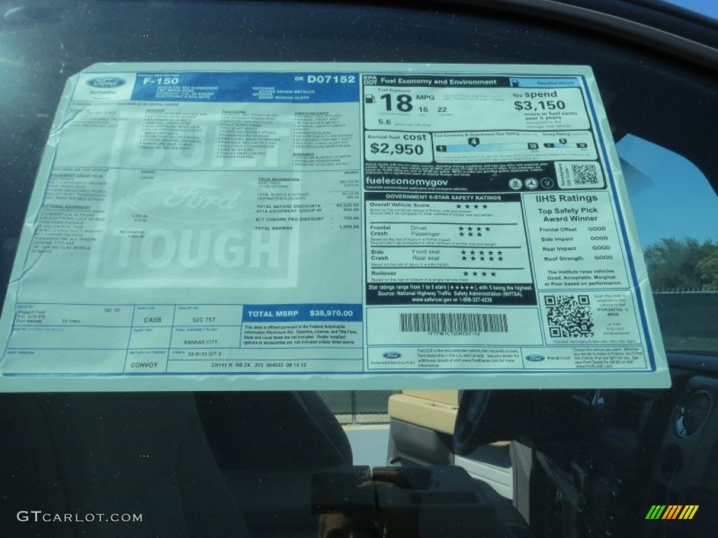 2013 Ford F150 XLT SuperCrew Window Sticker Photo #71045846