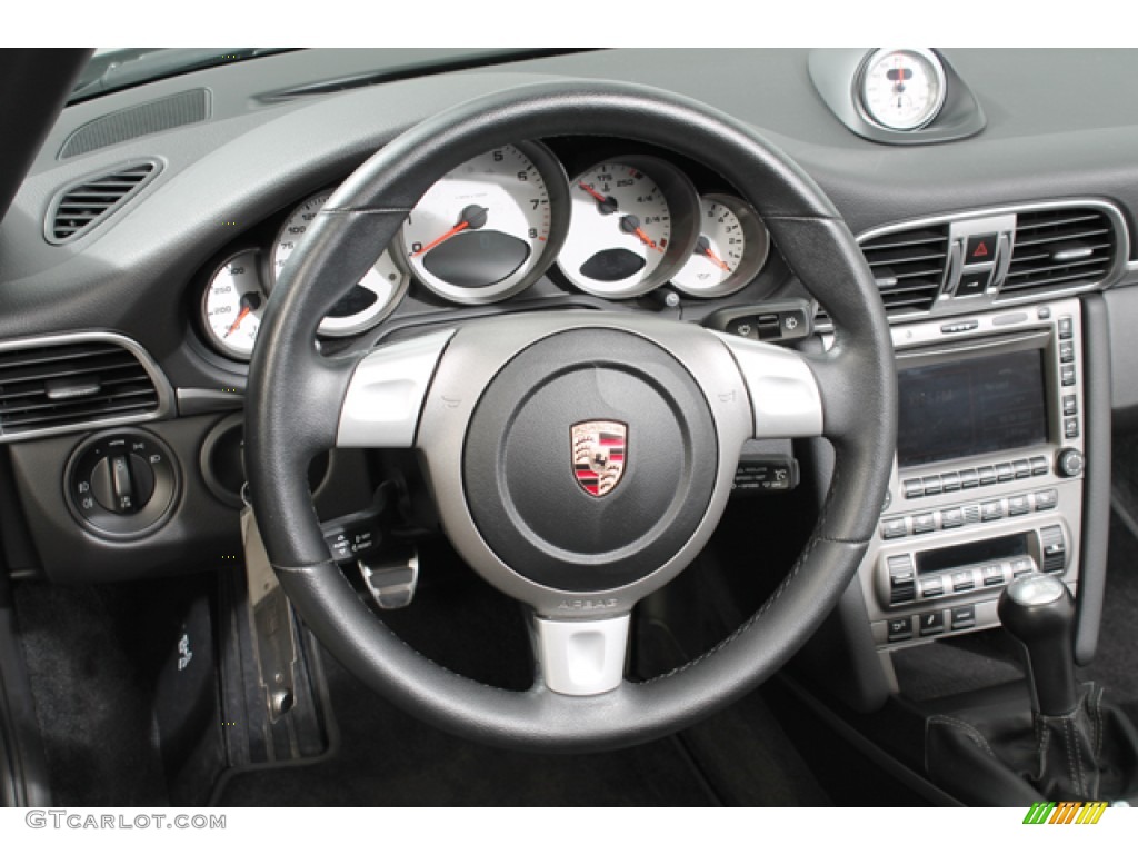 2008 Porsche 911 Carrera 4S Cabriolet Black/Stone Grey Steering Wheel Photo #71046212