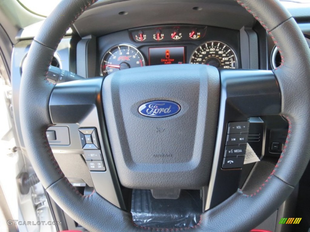2012 Ford F150 FX4 SuperCrew 4x4 FX Sport Appearance Black/Red Steering Wheel Photo #71047655