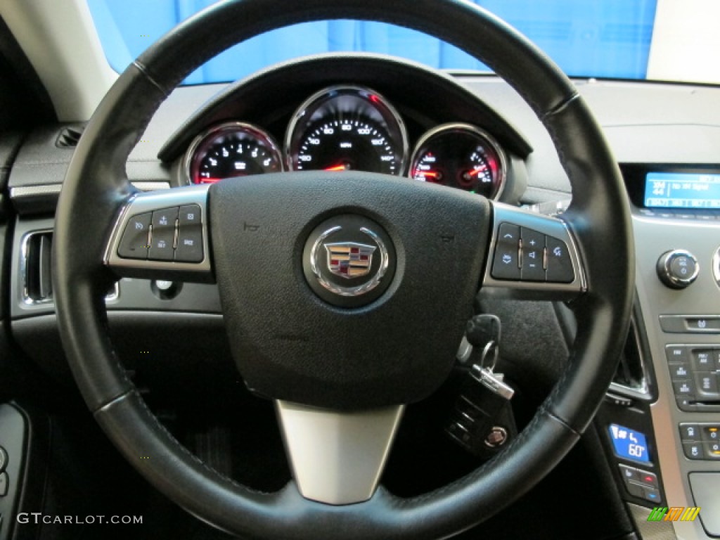 2010 Cadillac CTS 3.6 Sport Wagon Ebony Steering Wheel Photo #71048887
