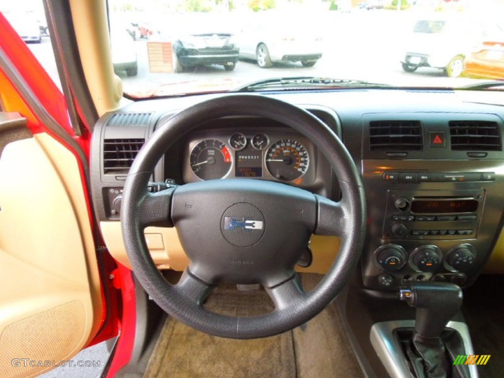 2006 Hummer H3 Standard H3 Model Ebony Black/Light Cashmere Beige Steering Wheel Photo #71059538