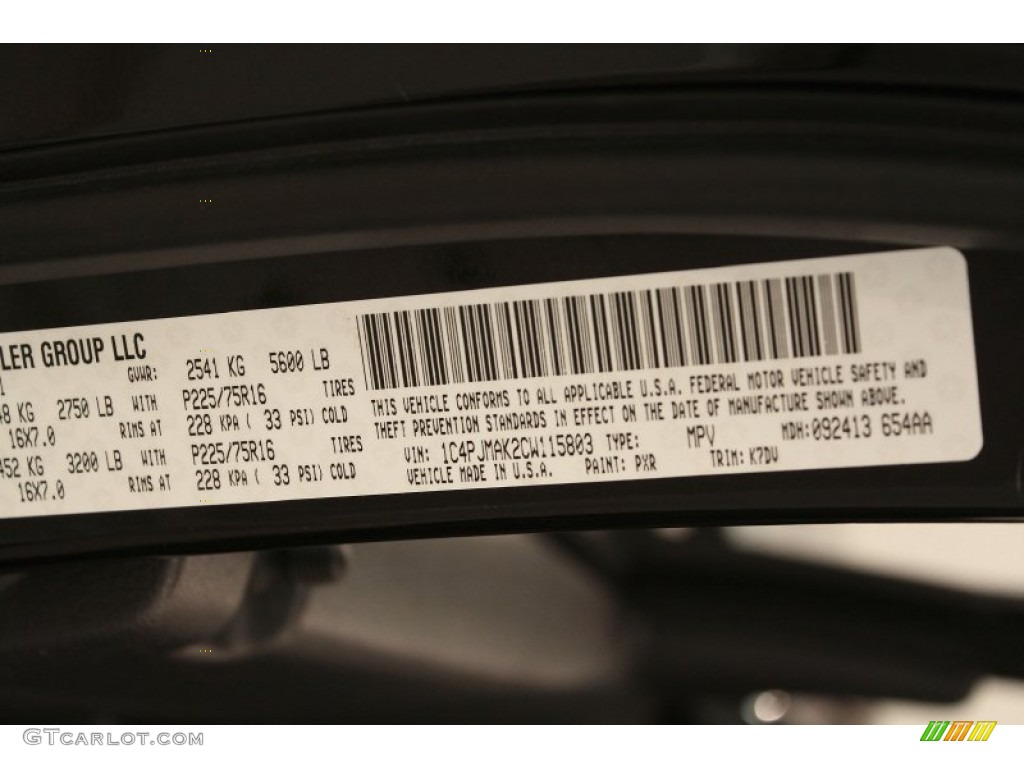 2012 Liberty Color Code PXR for Brilliant Black Crystal Pearl Photo #71060420