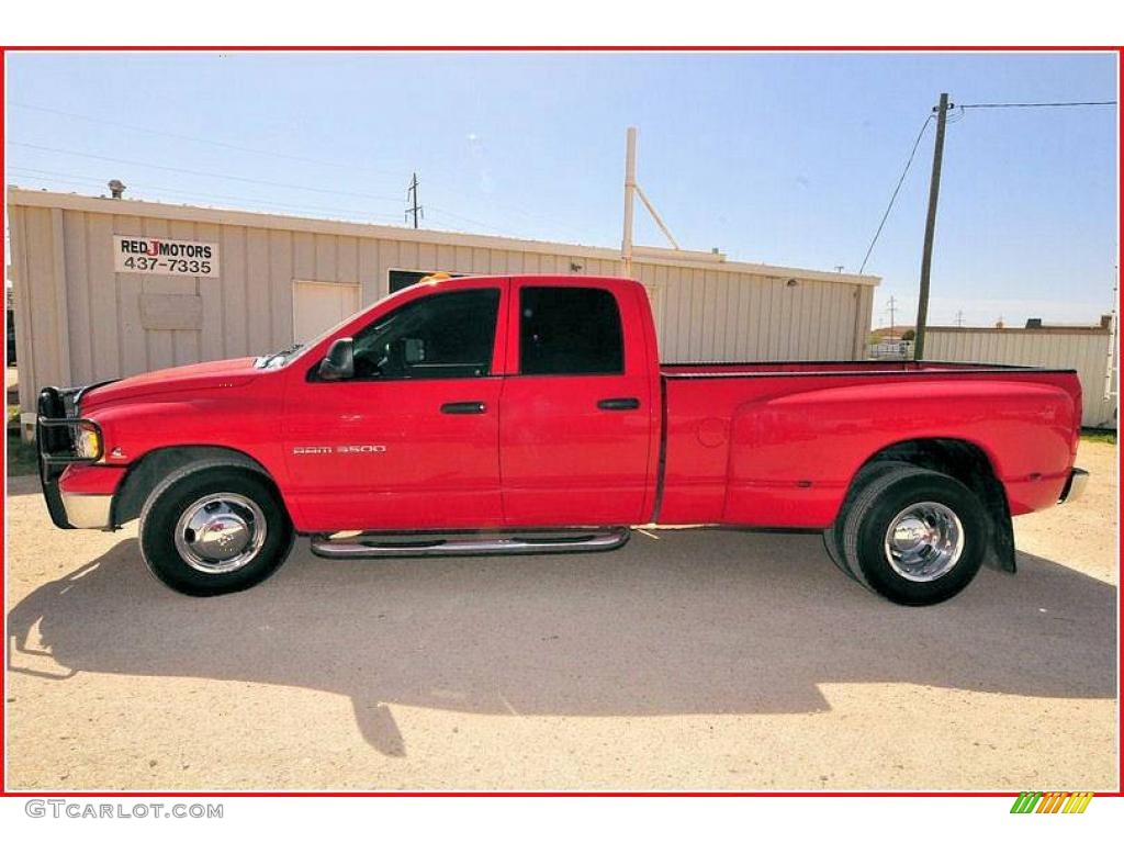 2003 Ram 3500 SLT Quad Cab Dually - Flame Red / Taupe photo #2