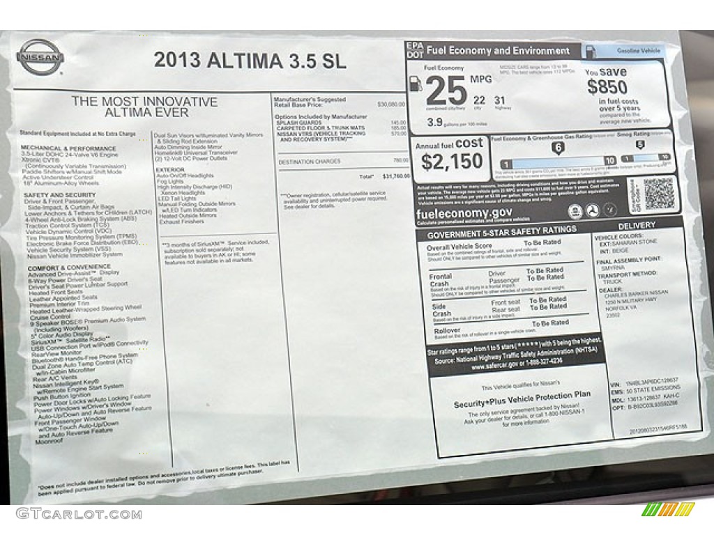 2013 Altima 3.5 S - Saharan Stone / Beige photo #6