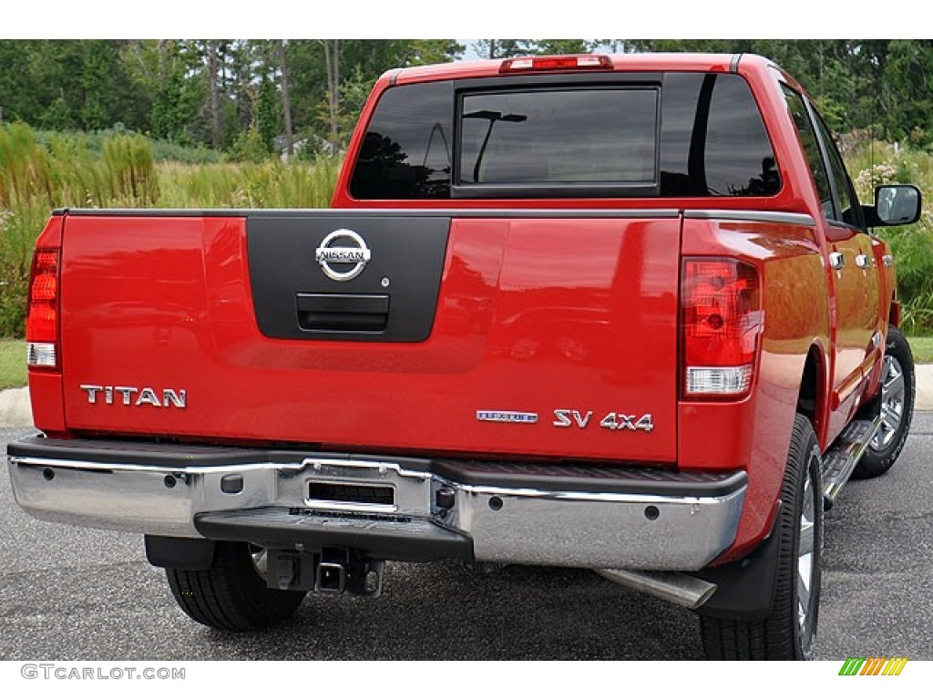 Red Alert 2012 Nissan Titan SV Heavy Metal Chrome Edition Crew Cab 4x4 Exterior Photo #71064925