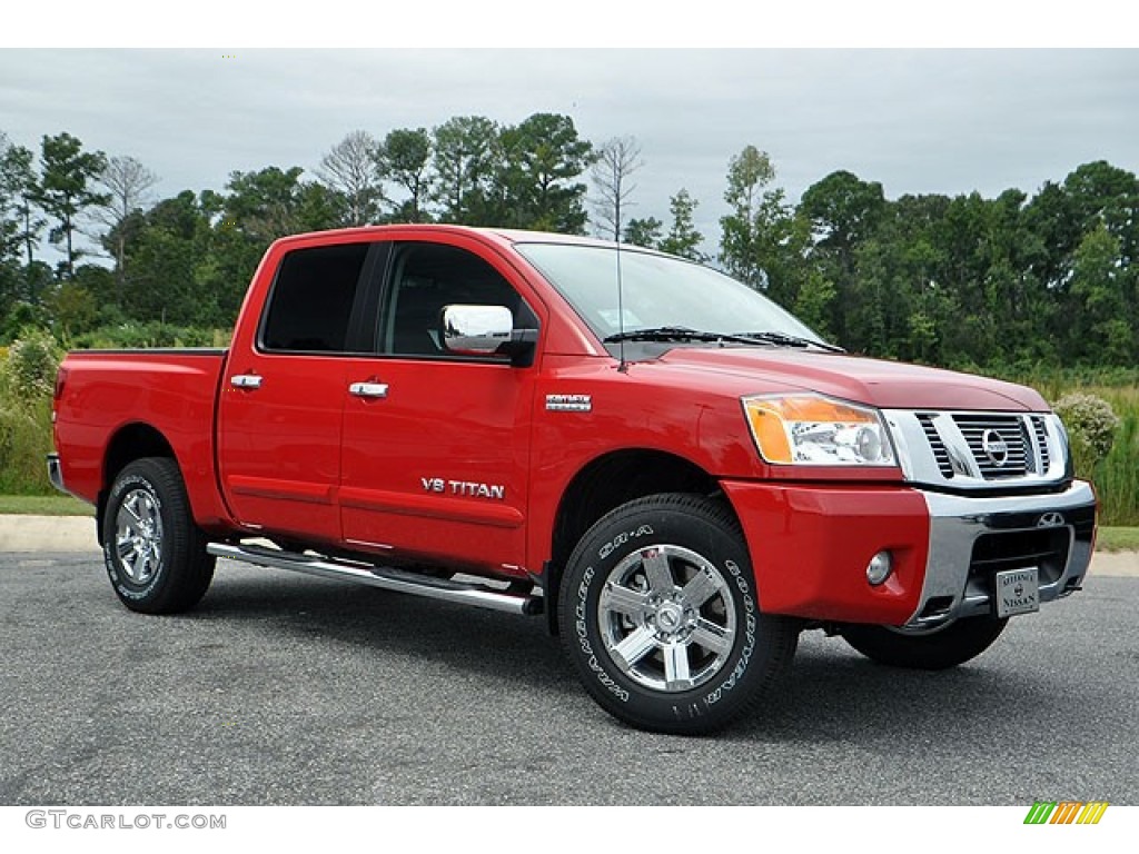 Red Alert 2012 Nissan Titan SV Heavy Metal Chrome Edition Crew Cab 4x4 Exterior Photo #71064941