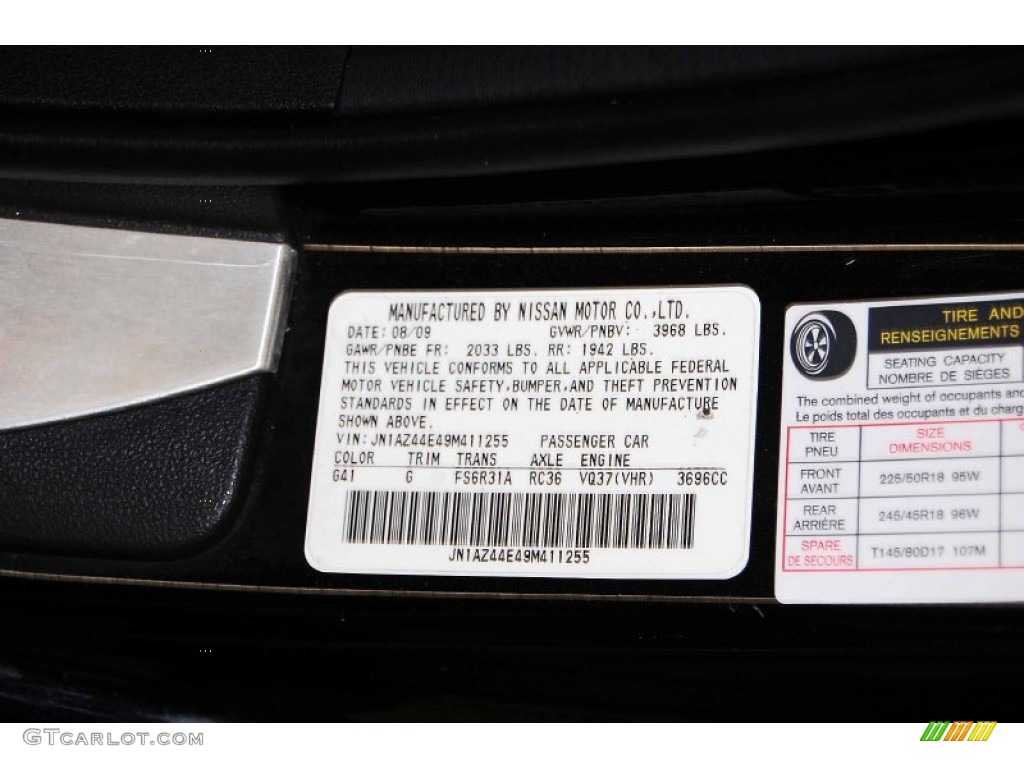 2009 370Z Color Code G41 for Magnetic Black Photo #71073091