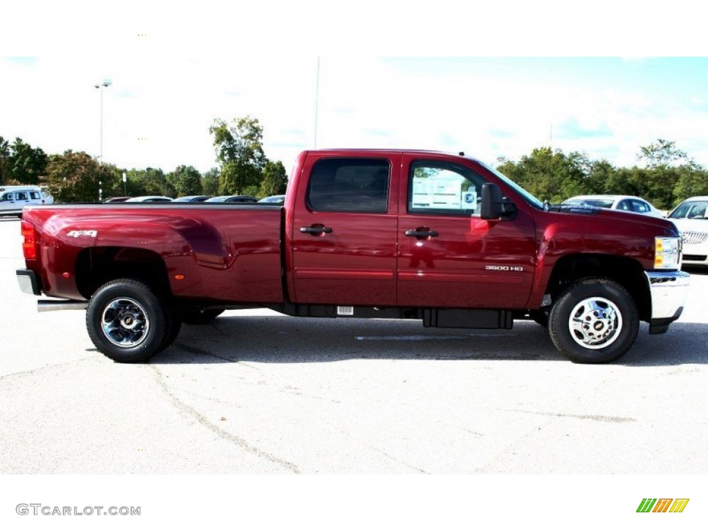 Deep Ruby Metallic 2013 Chevrolet Silverado 3500HD LT Crew Cab 4x4 Dually Exterior Photo #71078479