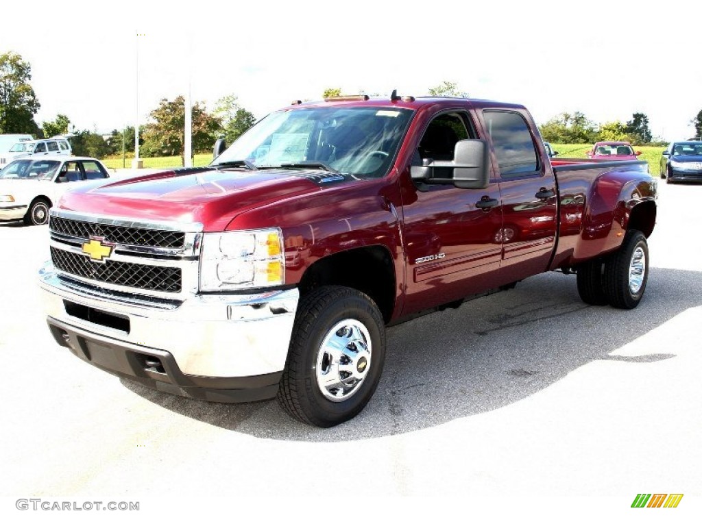 Deep Ruby Metallic 2013 Chevrolet Silverado 3500HD LT Crew Cab 4x4 Dually Exterior Photo #71078545