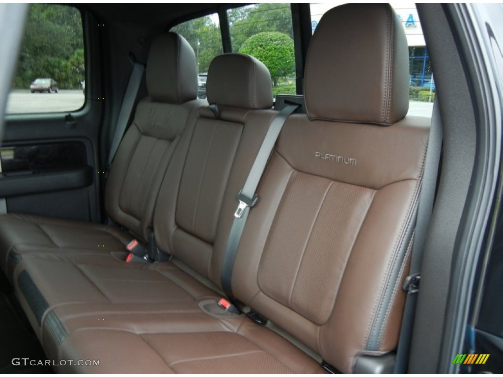 Platinum Sienna Brown/Black Leather Interior 2012 Ford F150 Platinum SuperCrew 4x4 Photo #71078965