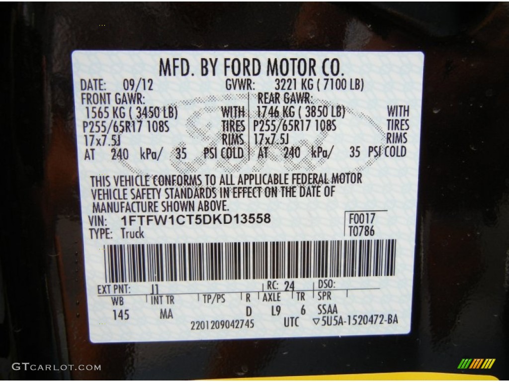 2013 F150 Color Code J1 for Kodiak Brown Metallic Photo #71079190