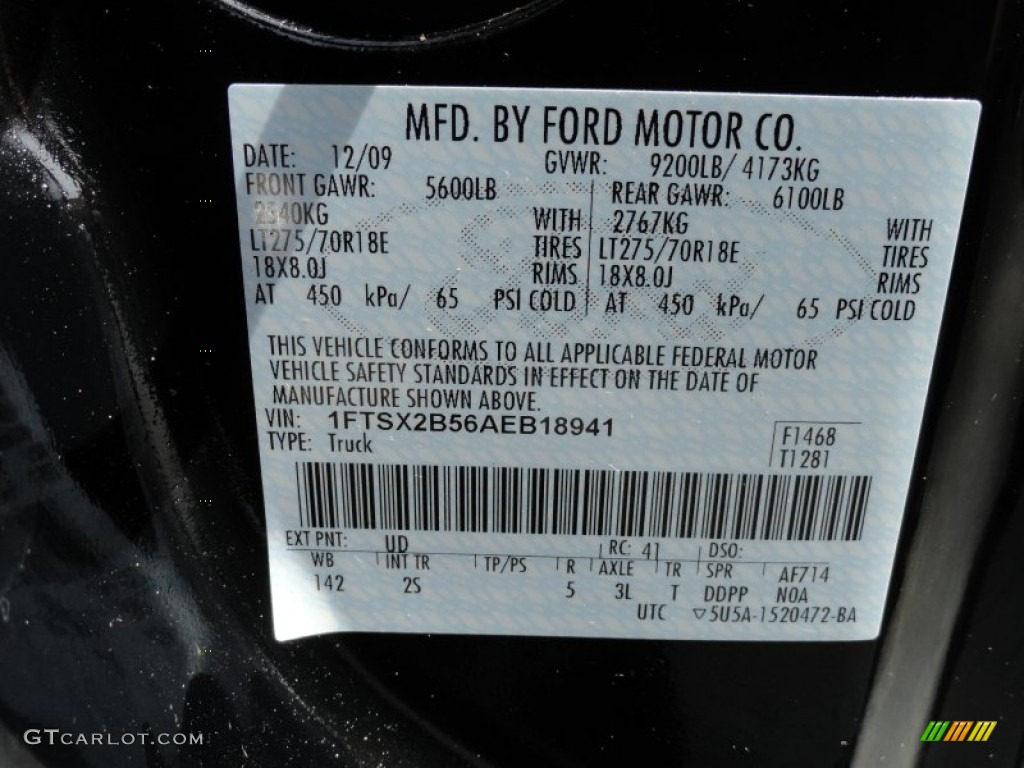 2010 F250 Super Duty Color Code UD for Black Photo #71081572