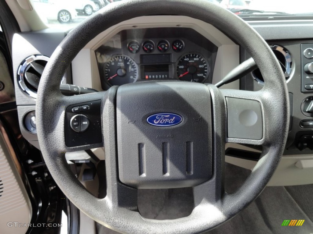 2010 Ford F250 Super Duty XLT SuperCab 4x4 Medium Stone Steering Wheel Photo #71081593