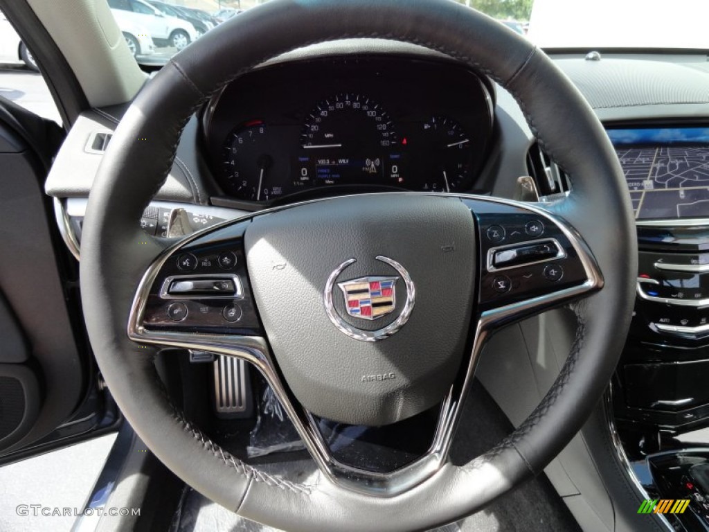 2013 Cadillac ATS 3.6L Performance AWD Jet Black/Jet Black Accents Steering Wheel Photo #71082581