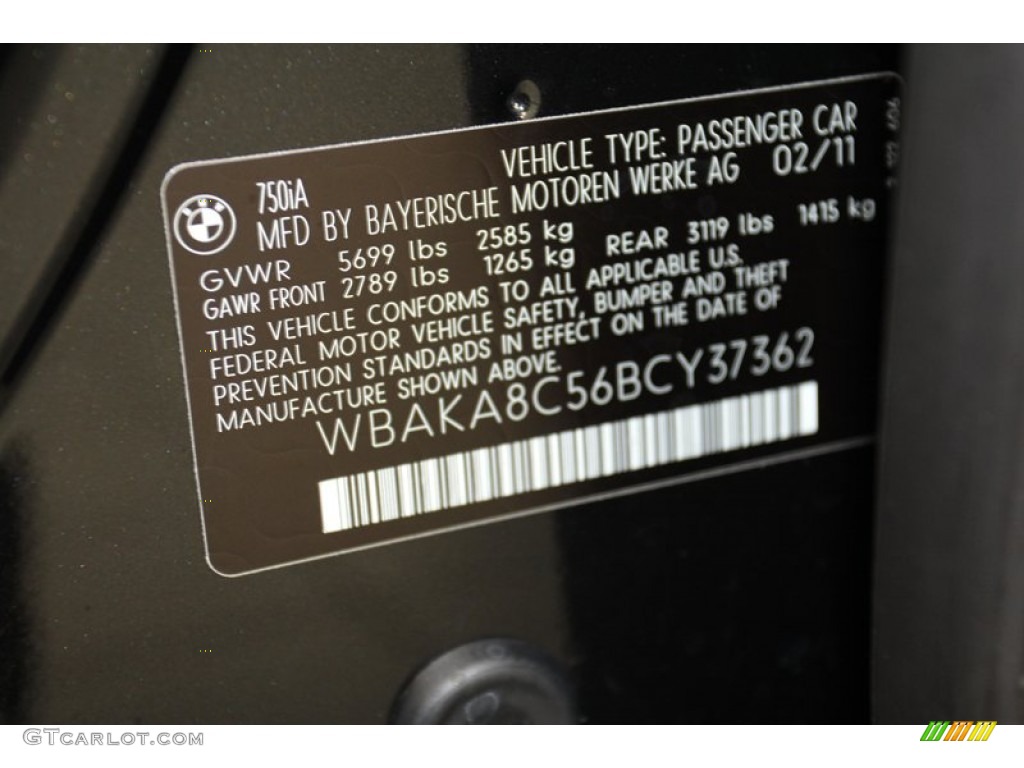 2011 7 Series 750i Sedan - Black Sapphire Metallic / Oyster/Black photo #10