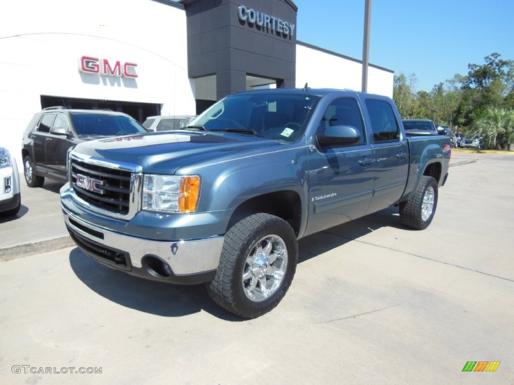 2009 Sierra 1500 SLT Z71 Crew Cab 4x4 - Stealth Gray Metallic / Ebony photo #2