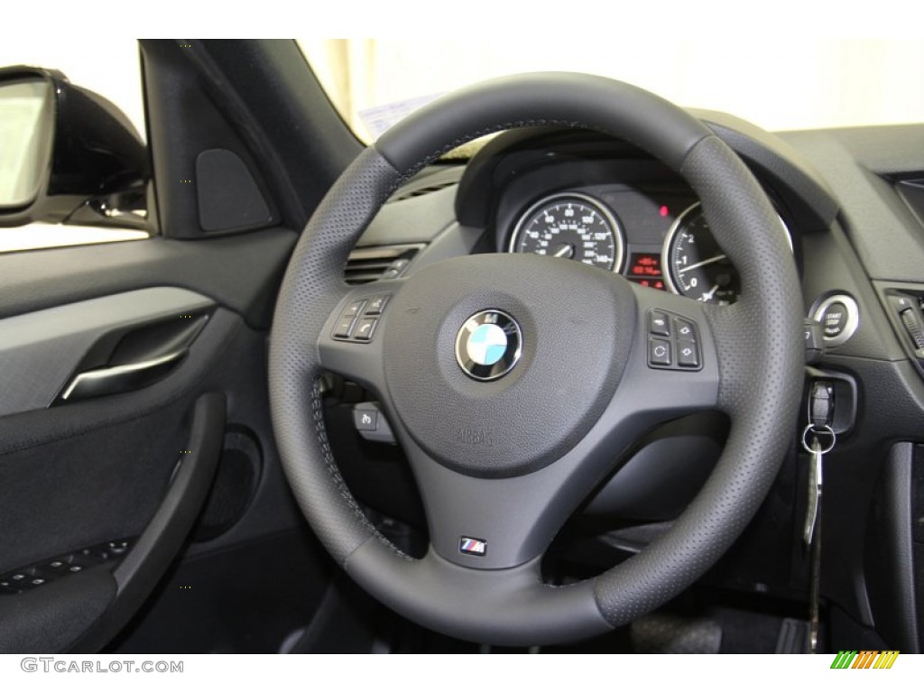 2013 BMW X1 xDrive 35i Black Steering Wheel Photo #71087022