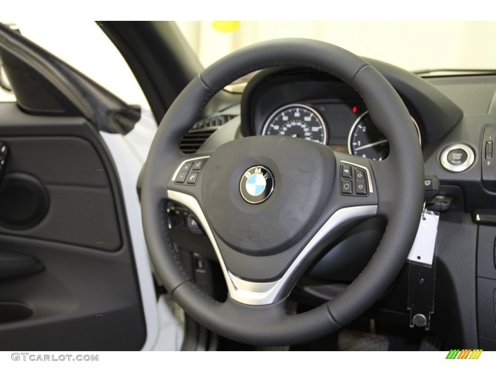 2013 BMW 1 Series 128i Convertible Black Steering Wheel Photo #71087440