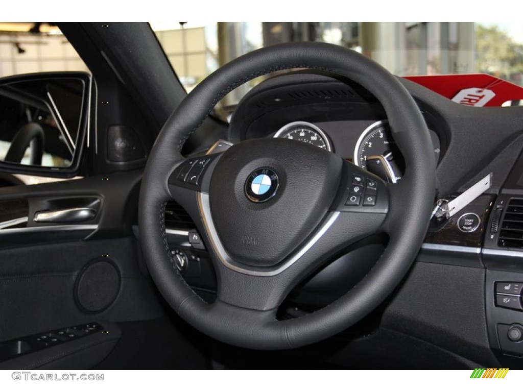 2013 BMW X6 xDrive50i Black Steering Wheel Photo #71087668