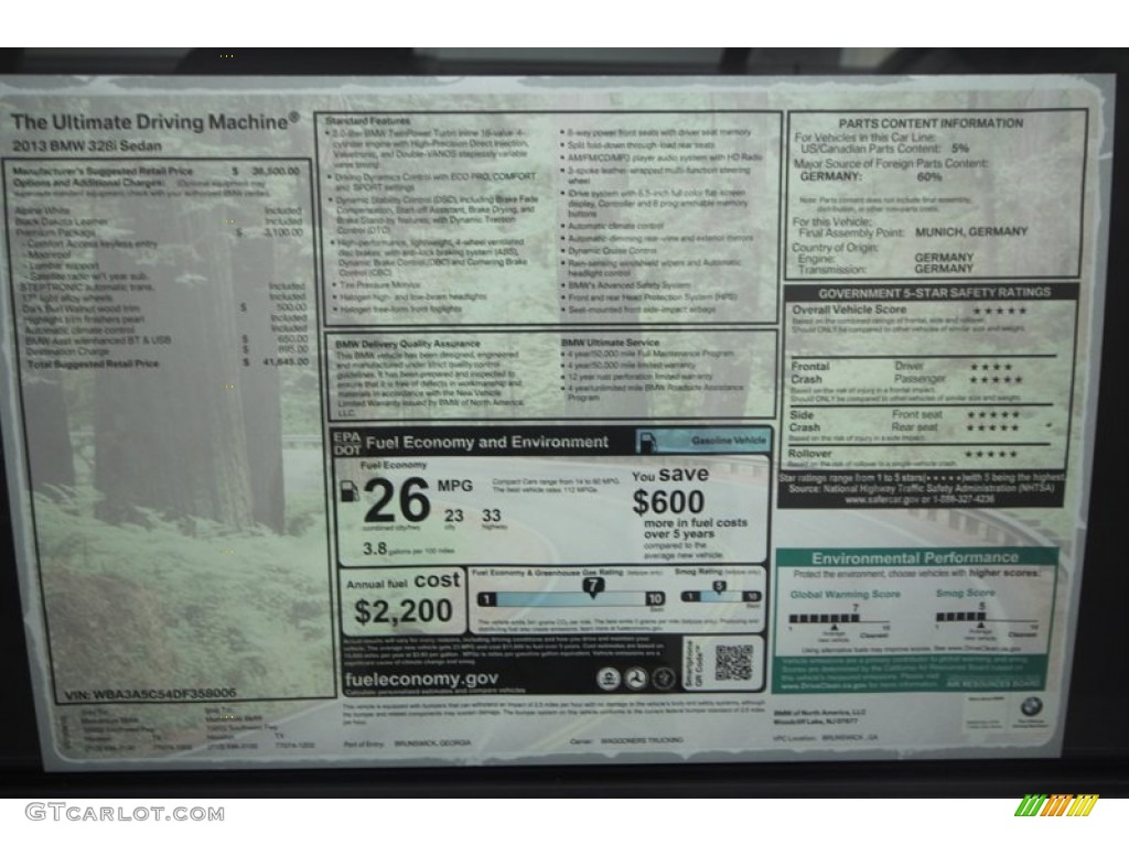 2013 3 Series 328i Sedan - Alpine White / Black photo #26