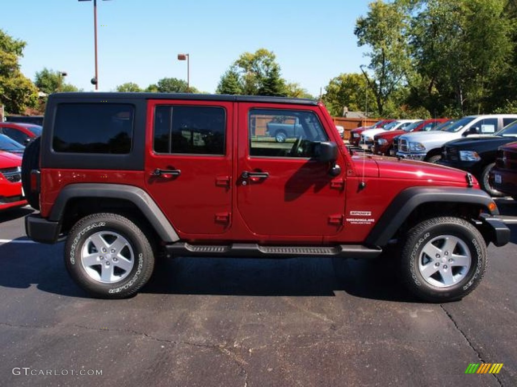 Deep Cherry Red Crystal Pearl 2013 Jeep Wrangler Unlimited Sport S 4x4 Exterior Photo #71089978
