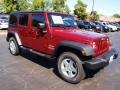 Deep Cherry Red Crystal Pearl 2013 Jeep Wrangler Unlimited Sport S 4x4 Exterior
