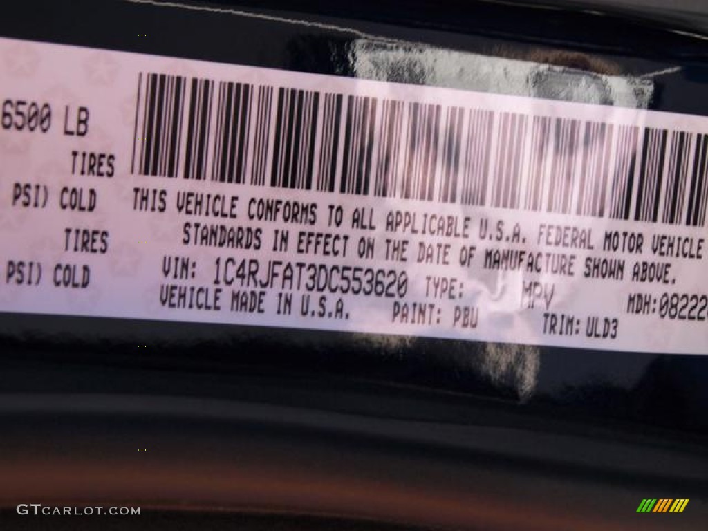 2013 Grand Cherokee Color Code PBU for True Blue Pearl Photo #71090149